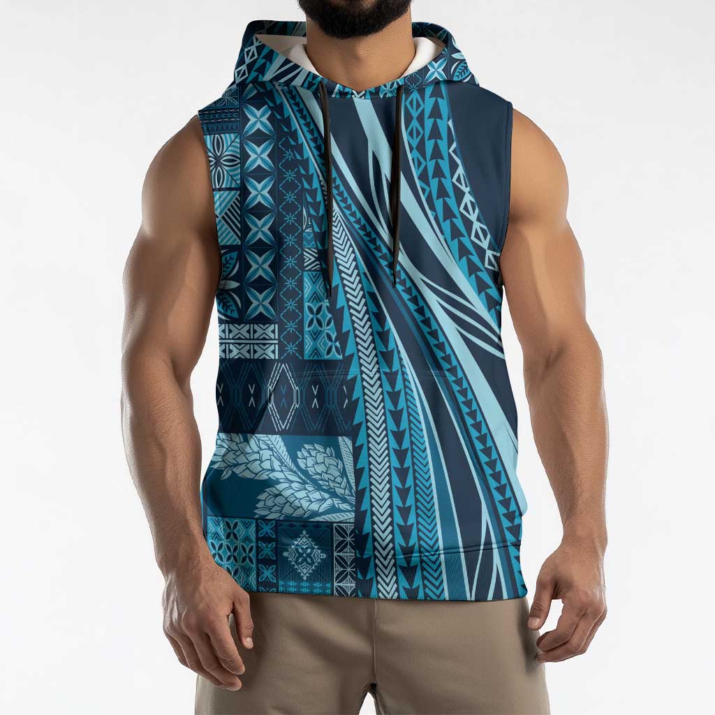 Pasifika Women's Day - Samoa Siapo Malu Tattoo Inspired Sleeveless Hoodie Navy Blue