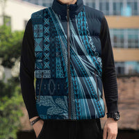 Pasifika Women's Day - Samoa Siapo Malu Tattoo Inspired Sleeveless Puffer Jacket Navy Blue LT7 - Polynesian Pride