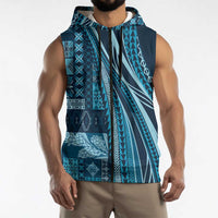 Pasifika Women's Day - Samoa Siapo Malu Tattoo Inspired Sleeveless Zip Hoodie Navy Blue LT7 - Polynesian Pride