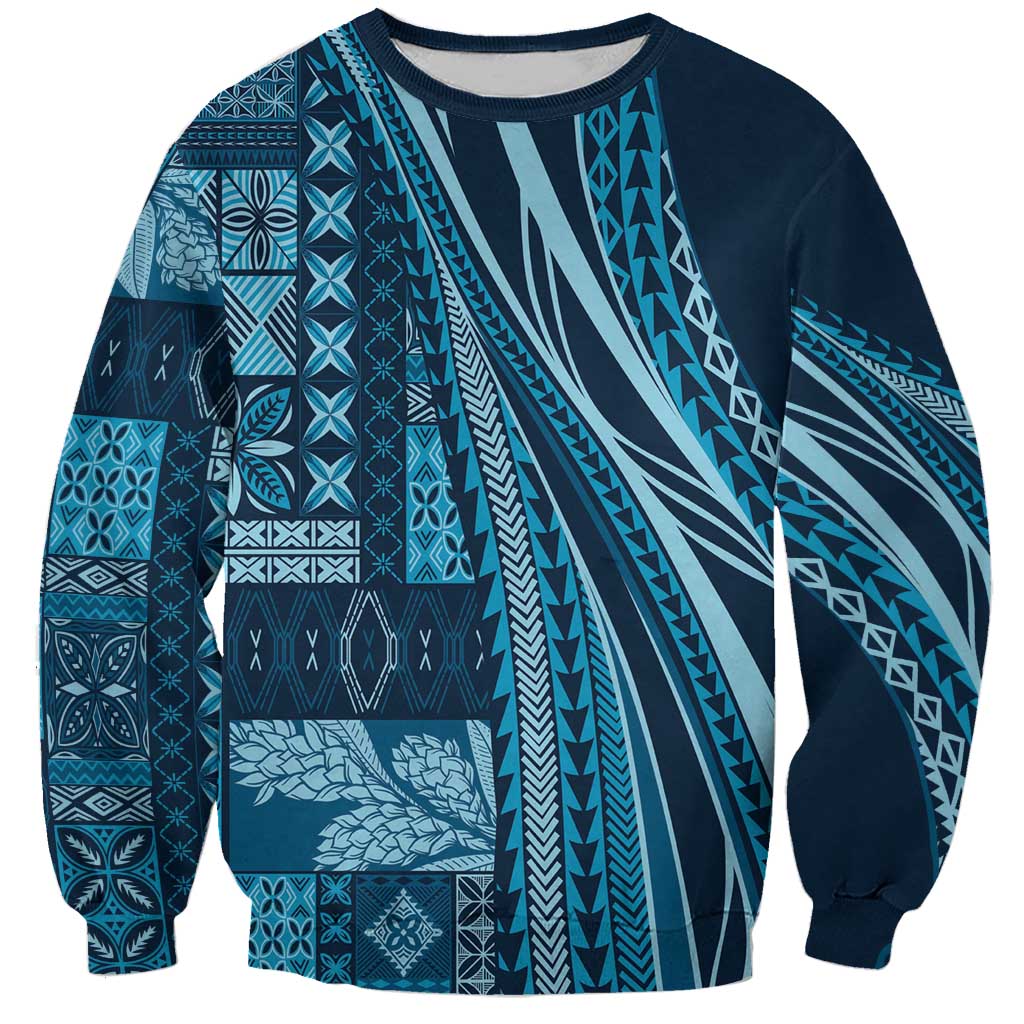 Pasifika Women's Day - Samoa Siapo Malu Tattoo Inspired Sweatshirt Navy Blue LT7 Unisex Navy Blue - Polynesian Pride