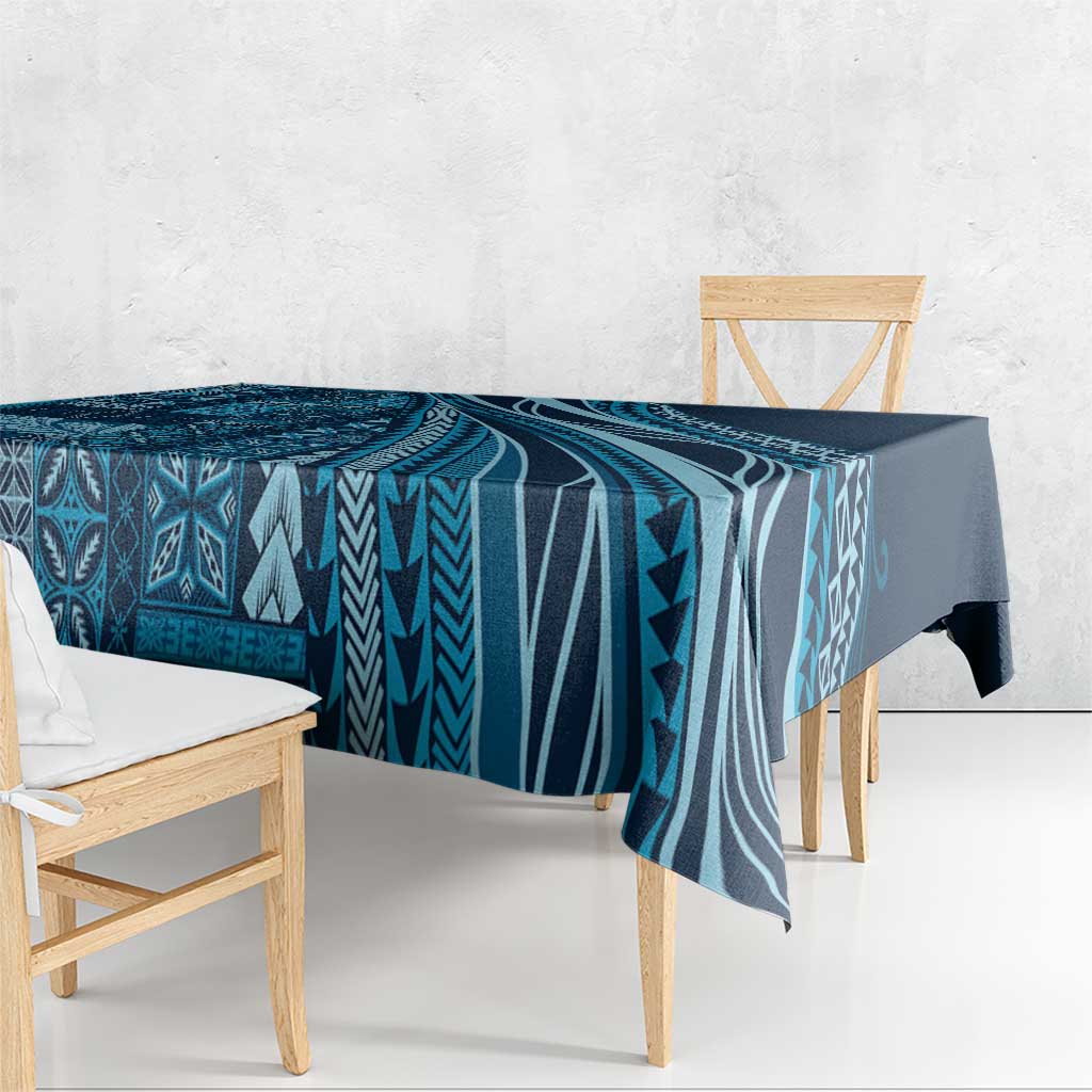Pasifika Women's Day - Samoa Siapo Malu Tattoo Inspired Tablecloth Navy Blue LT7 - Polynesian Pride