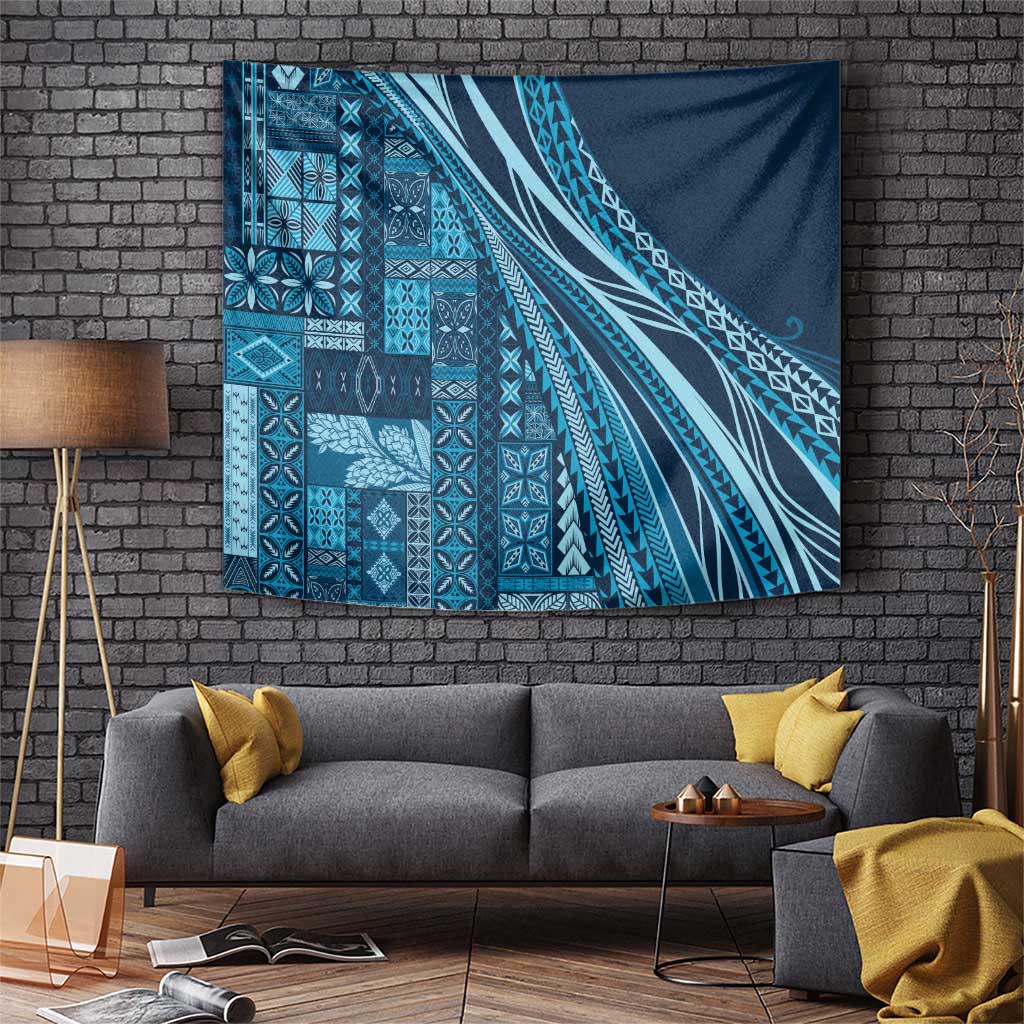 Pasifika Women's Day - Samoa Siapo Malu Tattoo Inspired Tapestry Navy Blue LT7 Navy Blue - Polynesian Pride