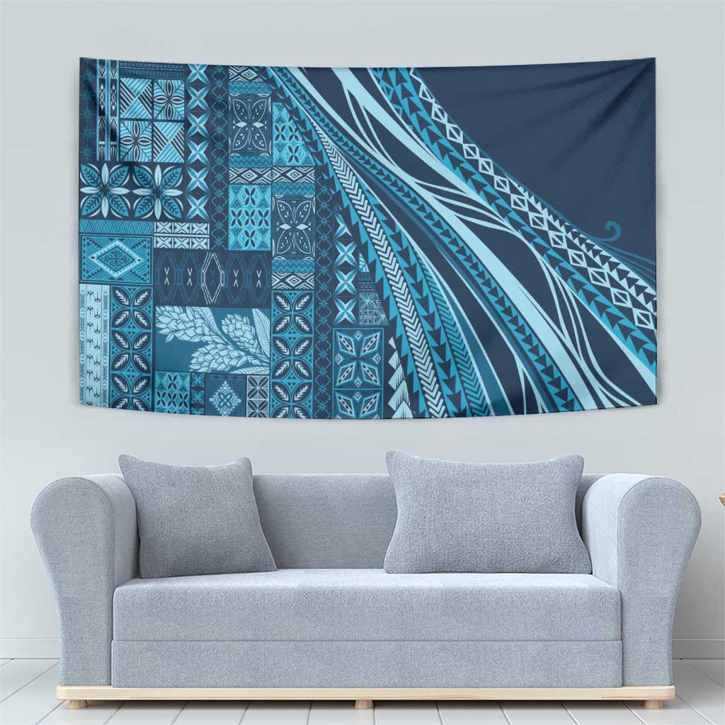 Pasifika Women's Day - Samoa Siapo Malu Tattoo Inspired Tapestry Navy Blue LT7 - Polynesian Pride