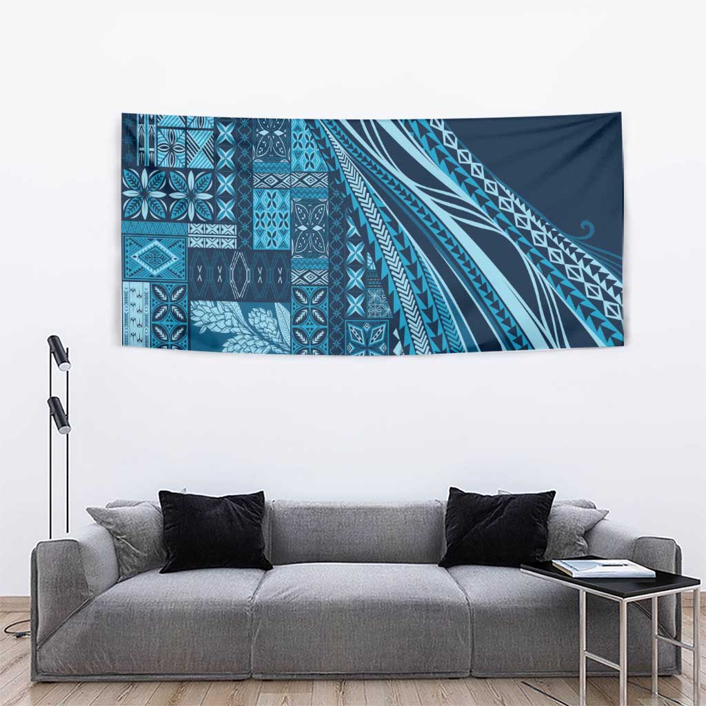 Pasifika Women's Day - Samoa Siapo Malu Tattoo Inspired Tapestry Navy Blue LT7 - Polynesian Pride