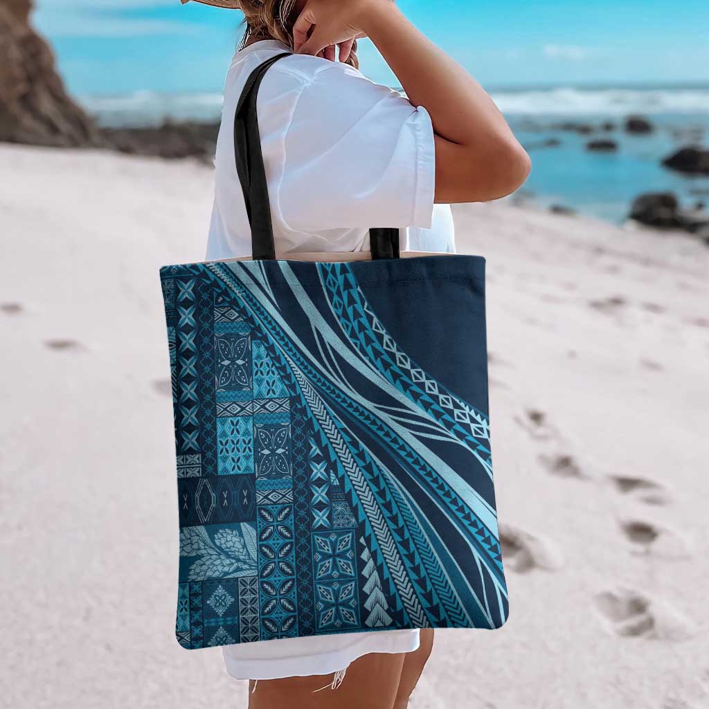 Pasifika Women's Day - Samoa Siapo Malu Tattoo Inspired Tote Bag Navy Blue LT7 - Polynesian Pride