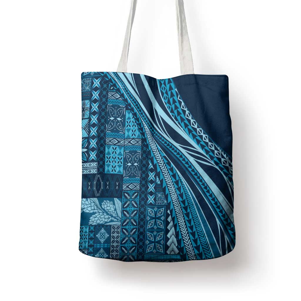 Pasifika Women's Day - Samoa Siapo Malu Tattoo Inspired Tote Bag Navy Blue LT7 - Polynesian Pride