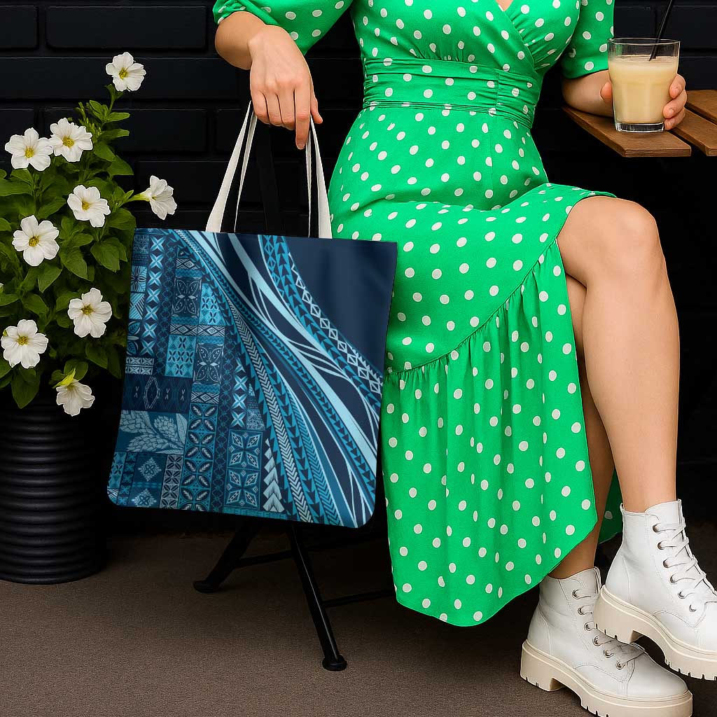Pasifika Women's Day - Samoa Siapo Malu Tattoo Inspired Tote Bag Navy Blue LT7 - Polynesian Pride