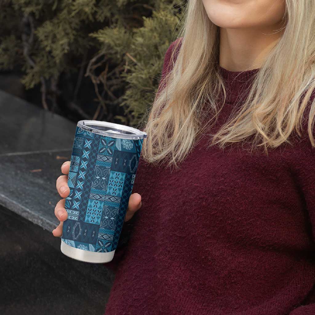 Pasifika Women's Day - Samoa Siapo Malu Tattoo Inspired Tumbler Cup Navy Blue