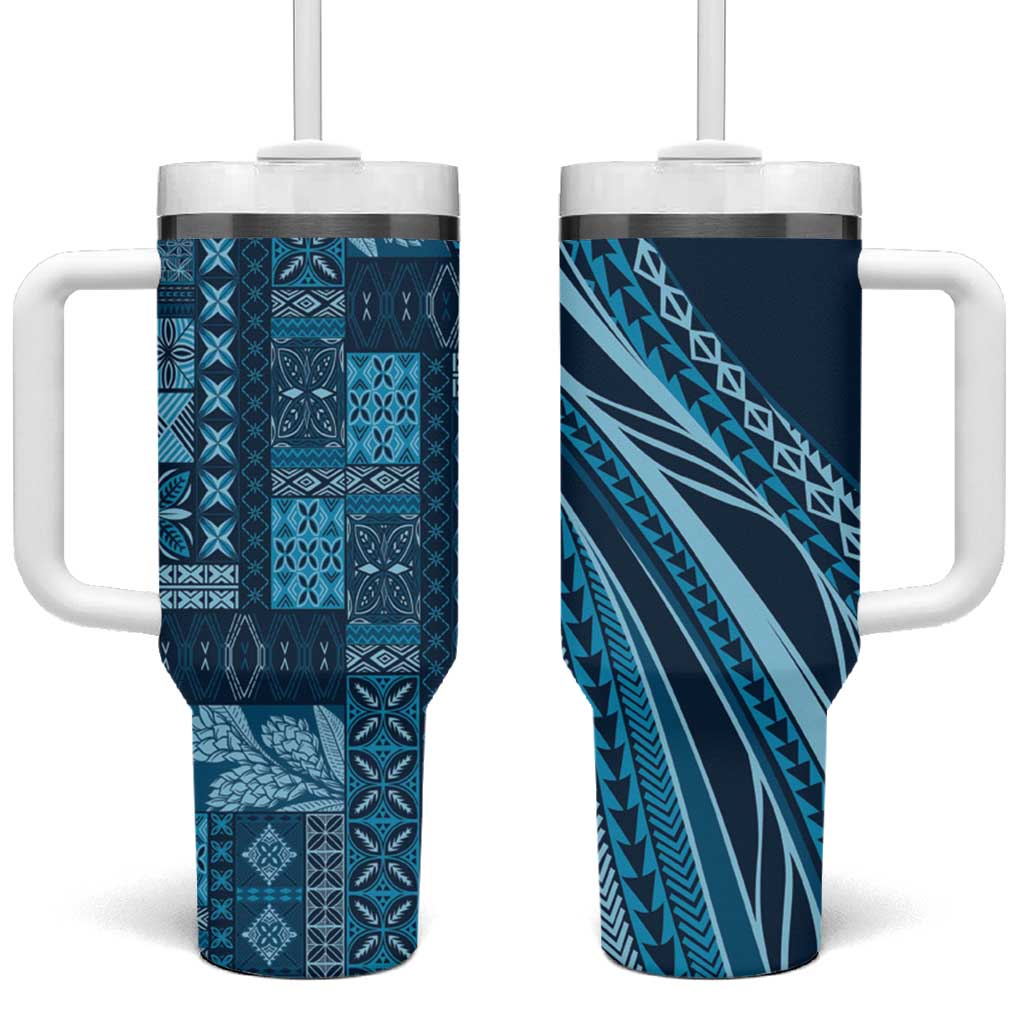Pasifika Women's Day - Samoa Siapo Malu Tattoo Inspired Tumbler With Handle Navy Blue LT7 One Size: 40 oz Navy Blue - Polynesian Pride