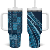 Pasifika Women's Day - Samoa Siapo Malu Tattoo Inspired Tumbler With Handle Navy Blue LT7 One Size: 40 oz Navy Blue - Polynesian Pride