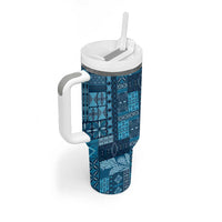 Pasifika Women's Day - Samoa Siapo Malu Tattoo Inspired Tumbler With Handle Navy Blue LT7 - Polynesian Pride