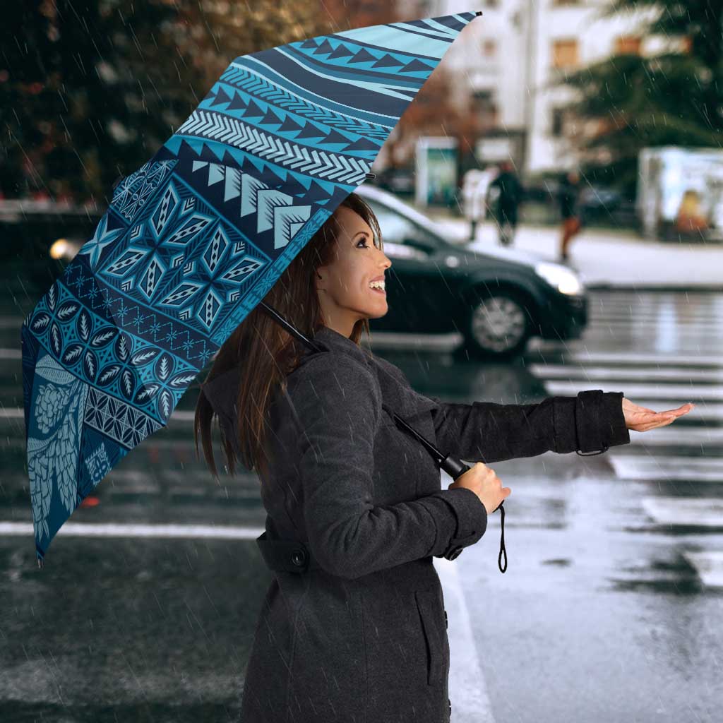 Pasifika Women's Day - Samoa Siapo Malu Tattoo Inspired Umbrella Navy Blue LT7 - Polynesian Pride