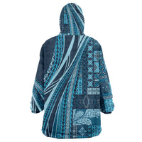 Pasifika Women's Day - Samoa Siapo Malu Tattoo Inspired Wearable Blanket Hoodie Navy Blue