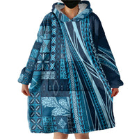 Pasifika Women's Day - Samoa Siapo Malu Tattoo Inspired Wearable Blanket Hoodie Navy Blue