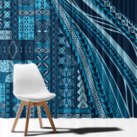 Pasifika Women's Day - Samoa Siapo Malu Tattoo Inspired Window Curtain Navy Blue LT7 - Polynesian Pride