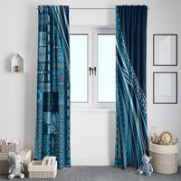 Pasifika Women's Day - Samoa Siapo Malu Tattoo Inspired Window Curtain Navy Blue LT7 - Polynesian Pride
