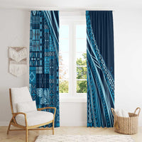 Pasifika Women's Day - Samoa Siapo Malu Tattoo Inspired Window Curtain Navy Blue LT7 - Polynesian Pride