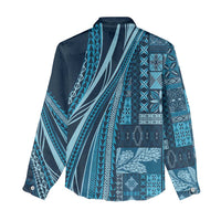 Pasifika Women's Day - Samoa Siapo Malu Tattoo Inspired Women Casual Shirt Navy Blue LT7 - Polynesian Pride