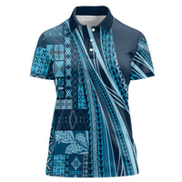 Pasifika Women's Day - Samoa Siapo Malu Tattoo Inspired Women Polo Shirt Navy Blue LT7 Female Navy Blue - Polynesian Pride