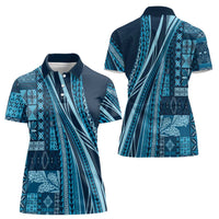 Pasifika Women's Day - Samoa Siapo Malu Tattoo Inspired Women Polo Shirt Navy Blue LT7 - Polynesian Pride