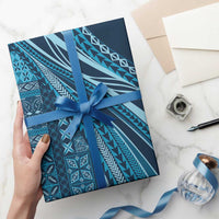 Pasifika Women's Day - Samoa Siapo Malu Tattoo Inspired Wrapping Paper Navy Blue LT7 - Polynesian Pride