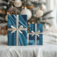 Pasifika Women's Day - Samoa Siapo Malu Tattoo Inspired Wrapping Paper Navy Blue LT7 - Polynesian Pride