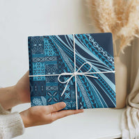 Pasifika Women's Day - Samoa Siapo Malu Tattoo Inspired Wrapping Paper Navy Blue LT7 - Polynesian Pride