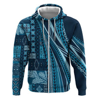 Pasifika Women's Day - Samoa Siapo Malu Tattoo Inspired Zip Hoodie Navy Blue LT7 Zip Hoodie Navy Blue - Polynesian Pride