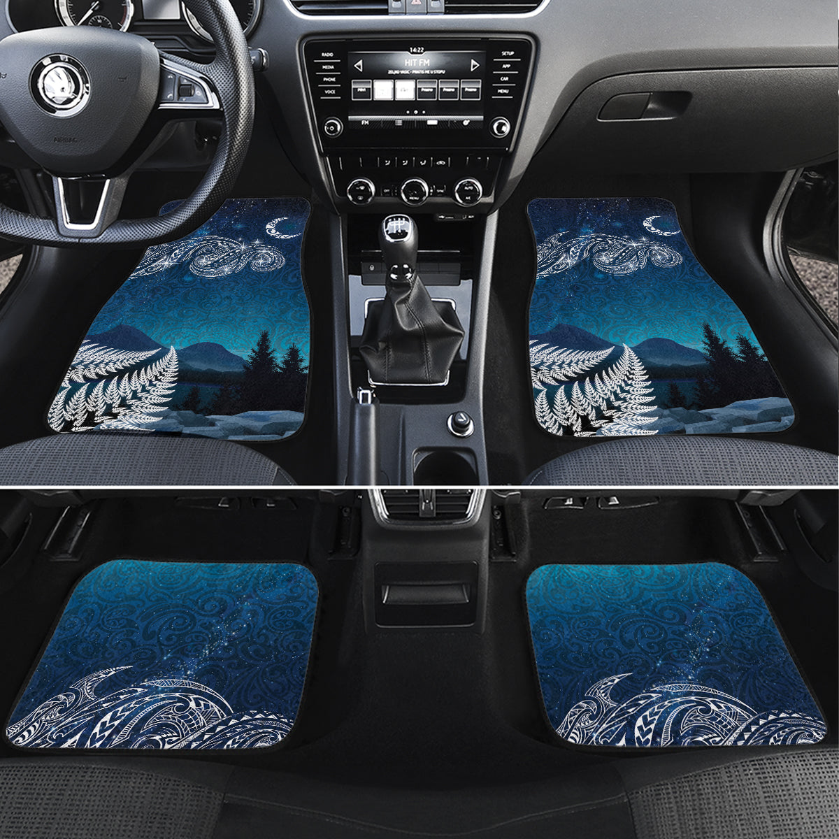 New Zealand Matariki Car Mats Starry Night Style LT7 Set 4pcs Navy - Polynesian Pride