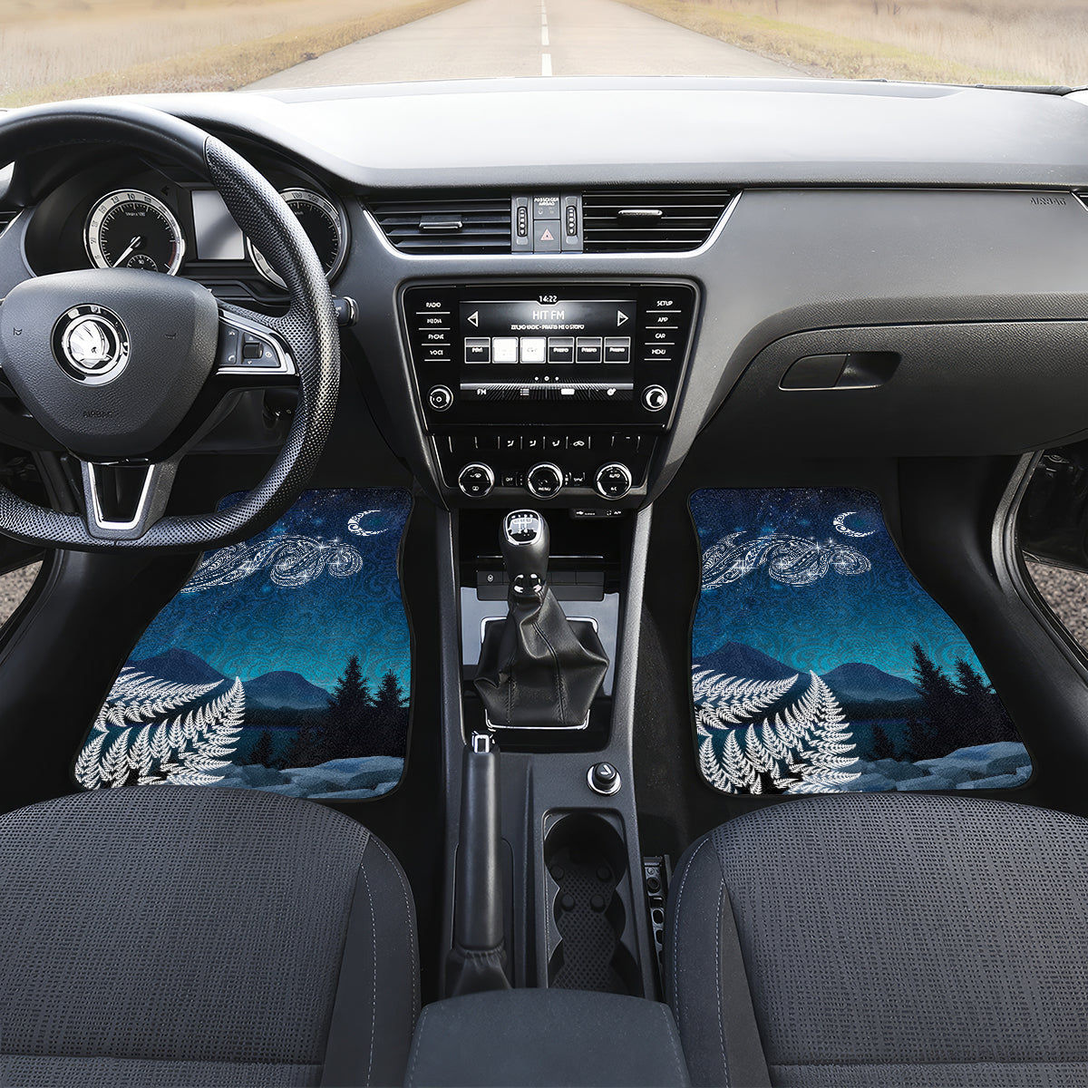 New Zealand Matariki Car Mats Starry Night Style LT7 Set 2pcs - Front Navy - Polynesian Pride