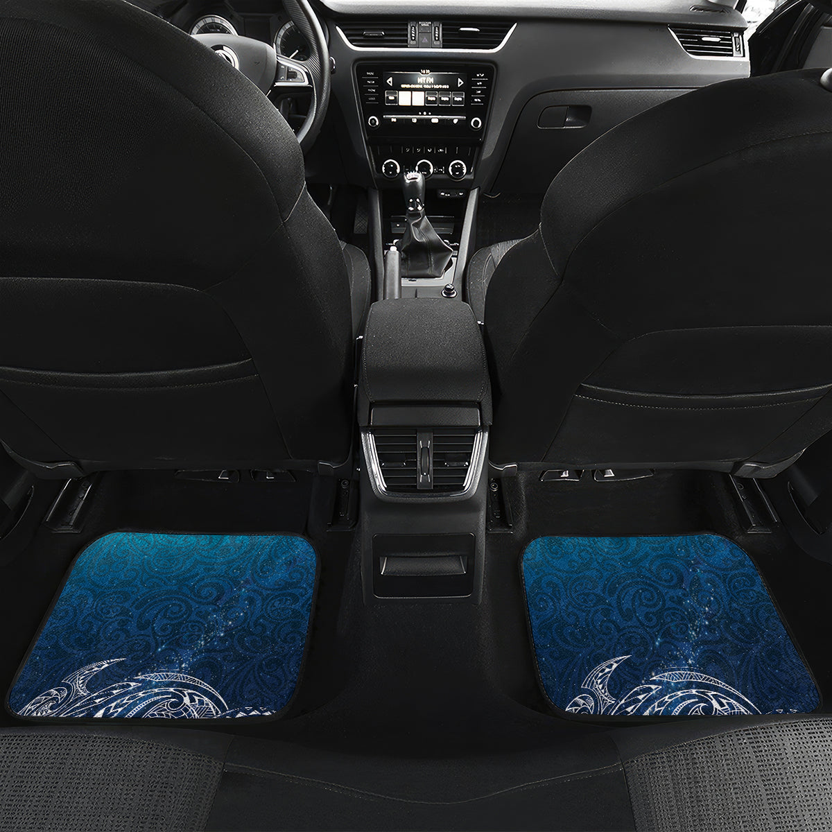 New Zealand Matariki Car Mats Starry Night Style LT7 Set 2pcs - Back Navy - Polynesian Pride