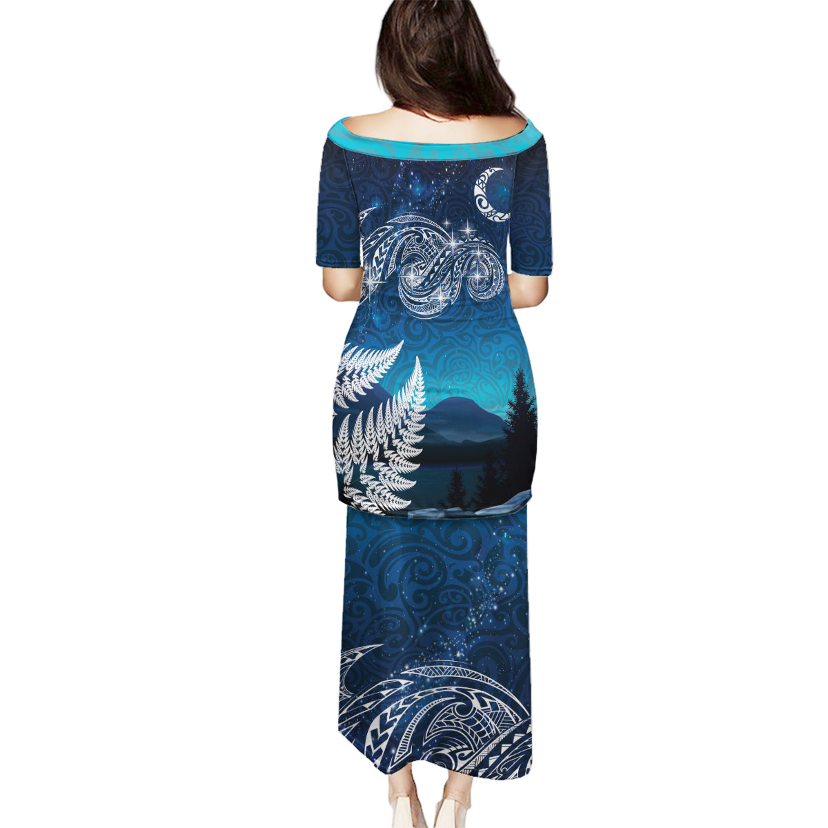 New Zealand Matariki Family Matching Puletasi and Hawaiian Shirt Starry Night Style