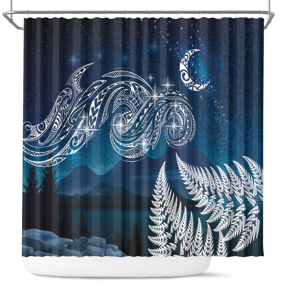 New Zealand Matariki Shower Curtain Starry Night Style