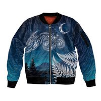 New Zealand Matariki Sleeve Zip Bomber Jacket Starry Night Style