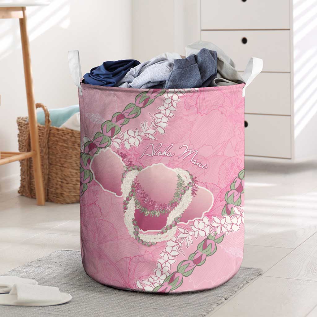 Hawaii Maui Island Flowers Lei Laundry Basket Lokelani Rose Pink LT7 Pink - Polynesian Pride