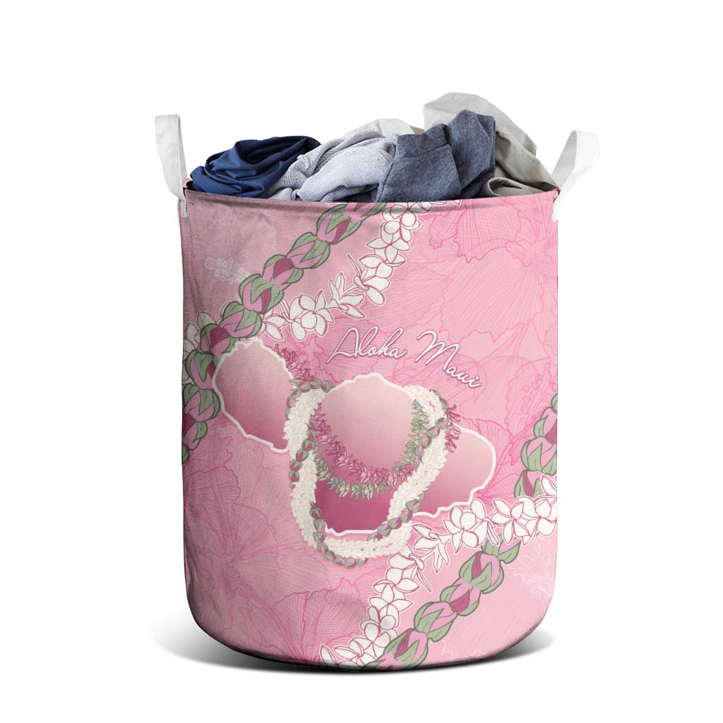 Hawaii Maui Island Flowers Lei Laundry Basket Lokelani Rose Pink LT7 - Polynesian Pride