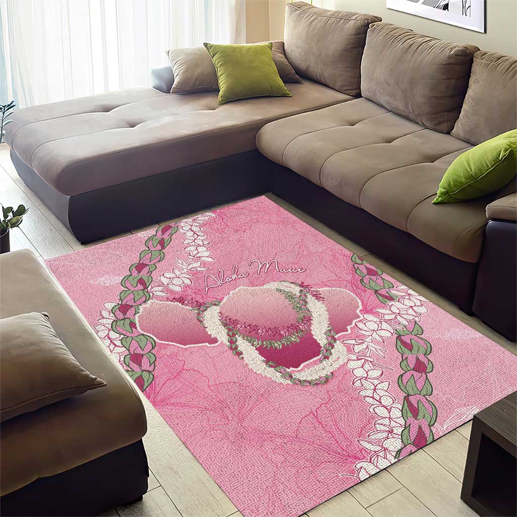 Hawaii Maui Island Flowers Lei Area Rug Lokelani Rose Pink LT7 - Polynesian Pride