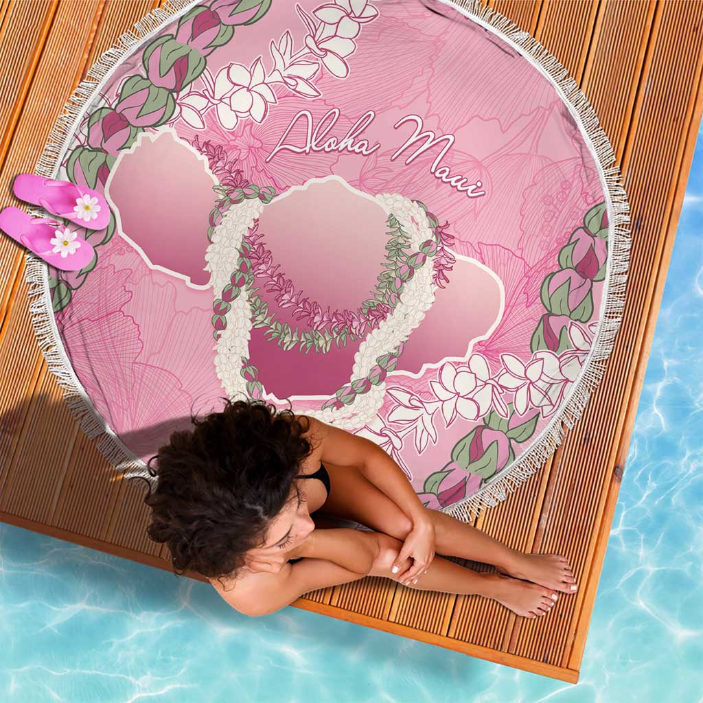 Hawaii Maui Island Flowers Lei Beach Blanket Lokelani Rose Pink