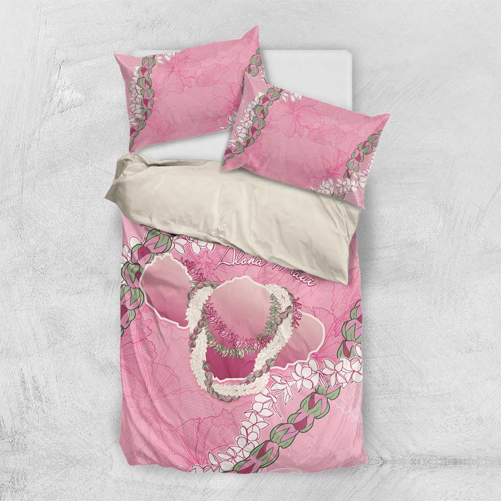 Hawaii Maui Island Flowers Lei Bedding Set Lokelani Rose Pink LT7 US Twin 172cm x 218cm Pink - Polynesian Pride