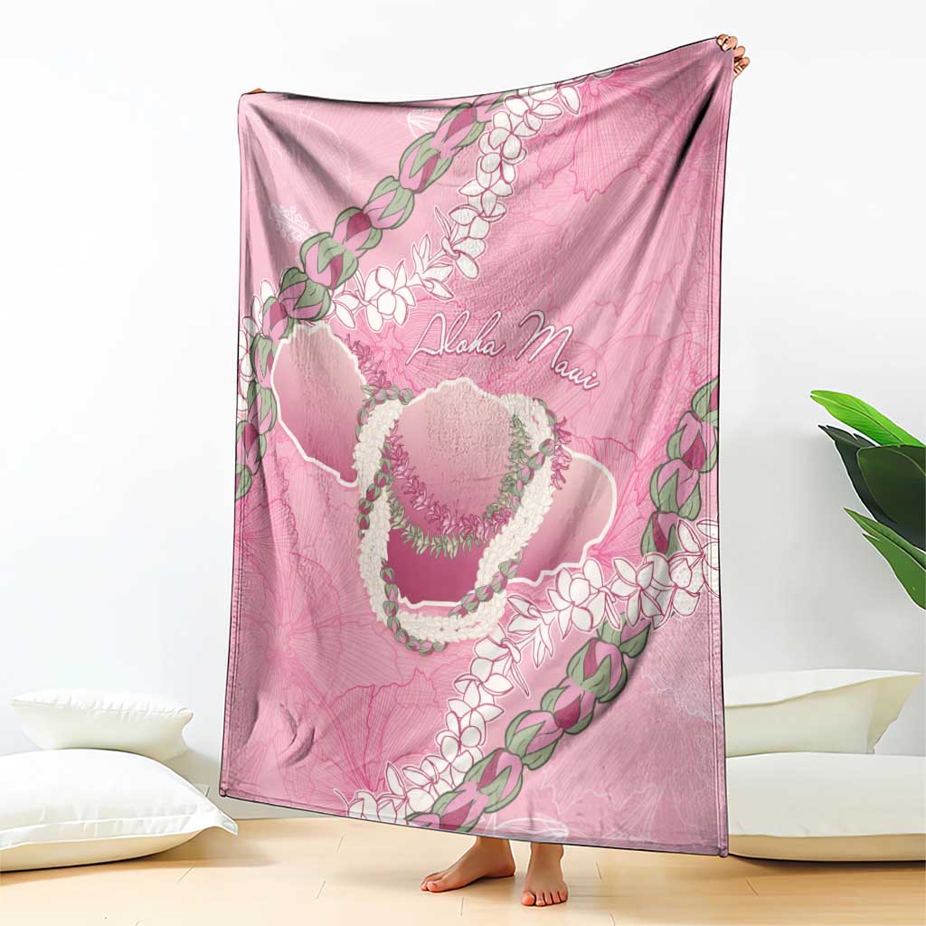 Hawaii Maui Island Flowers Lei Blanket Lokelani Rose Pink