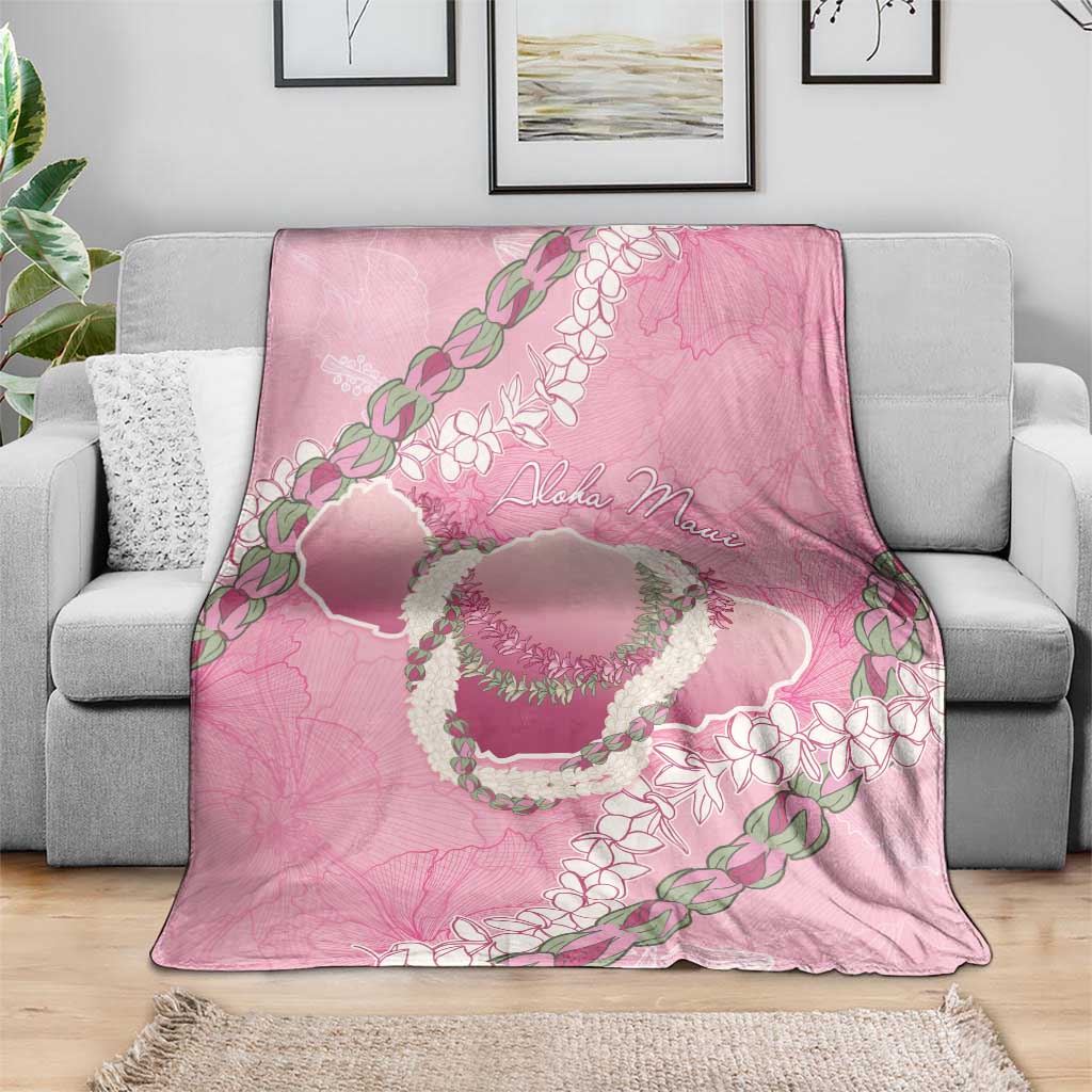 Hawaii Maui Island Flowers Lei Blanket Lokelani Rose Pink