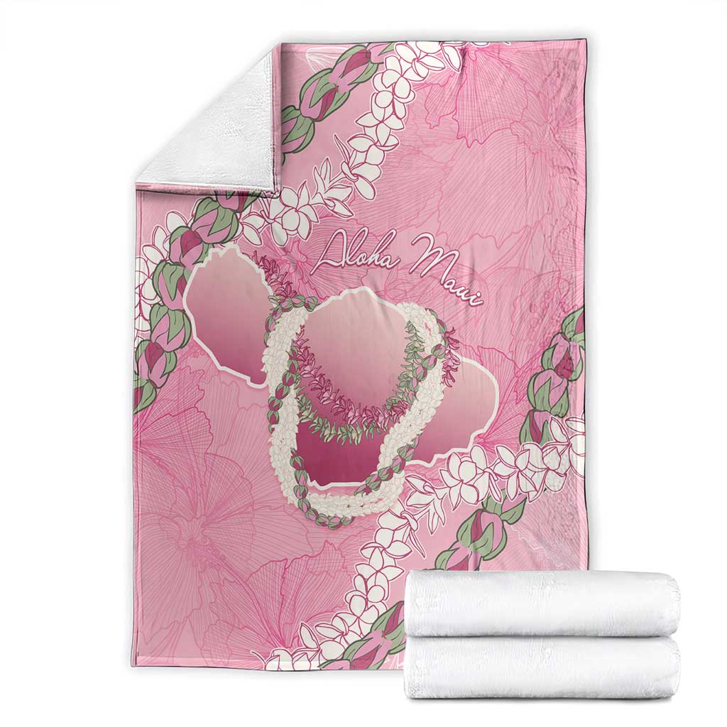 Hawaii Maui Island Flowers Lei Blanket Lokelani Rose Pink