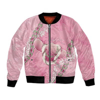 Hawaii Maui Island Flowers Lei Bomber Jacket Lokelani Rose Pink LT7 Unisex Pink - Polynesian Pride