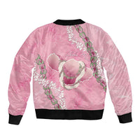 Hawaii Maui Island Flowers Lei Bomber Jacket Lokelani Rose Pink LT7 - Polynesian Pride
