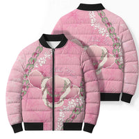Hawaii Maui Island Flowers Lei Bomber Puffer Jacket Lokelani Rose Pink LT7 - Polynesian Pride