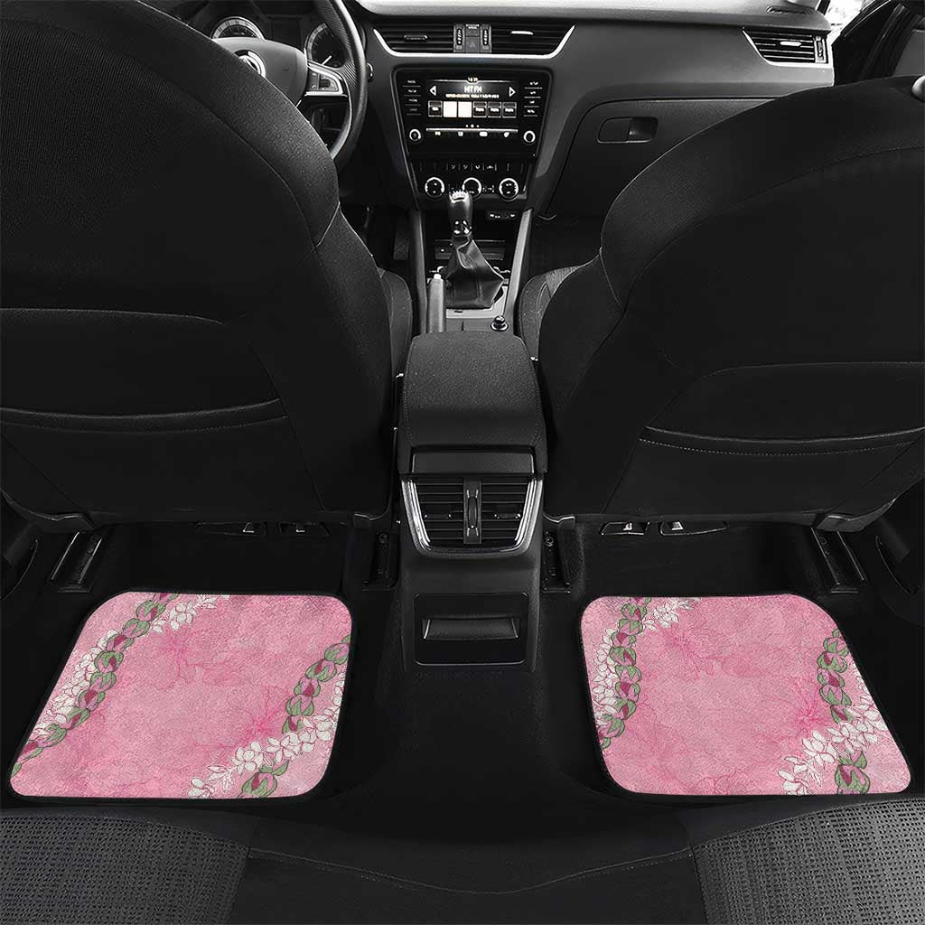 Hawaii Maui Island Flowers Lei Car Mats Lokelani Rose Pink LT7 Set 2pcs - Back Pink - Polynesian Pride