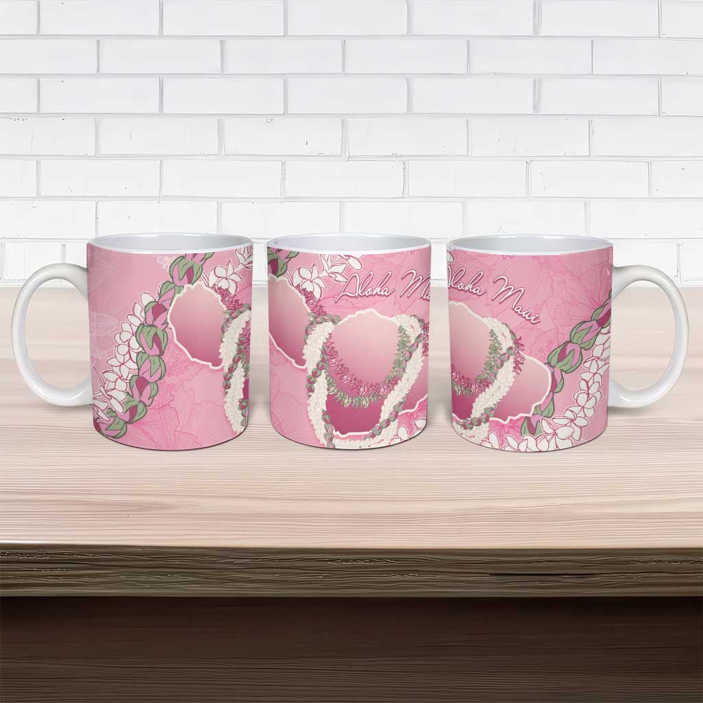Hawaii Maui Island Flowers Lei Ceramic Mug Lokelani Rose Pink