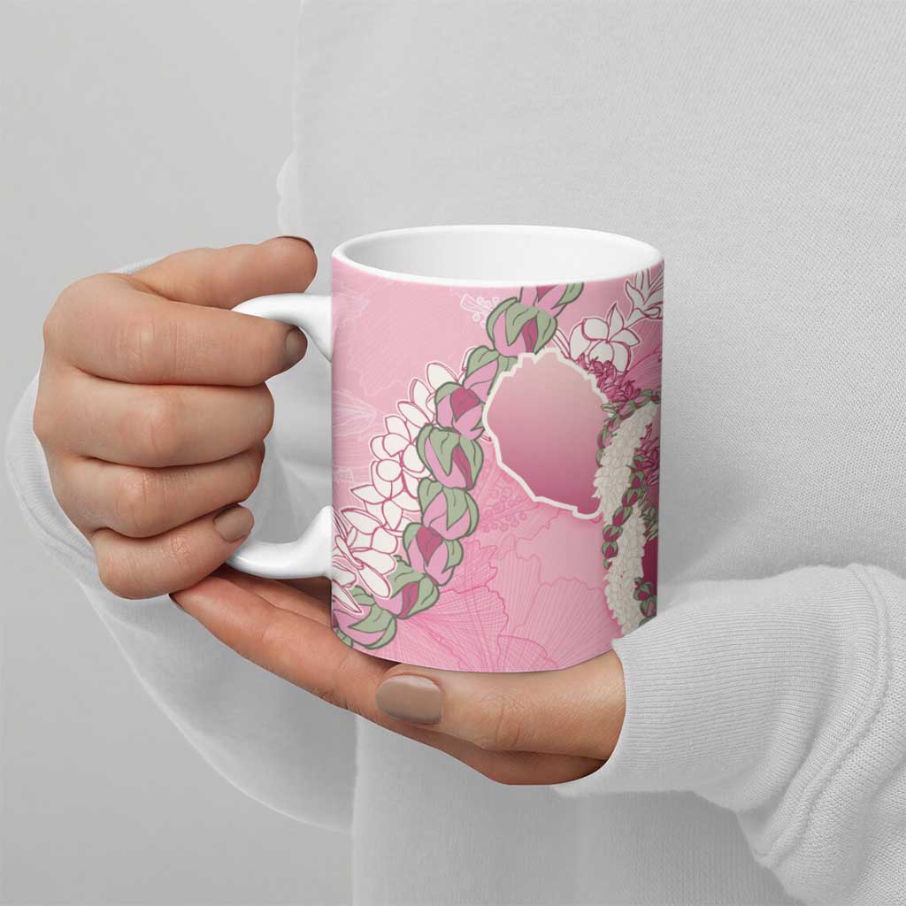 Hawaii Maui Island Flowers Lei Ceramic Mug Lokelani Rose Pink