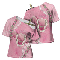 Hawaii Maui Island Flowers Lei Cross Shoulder Shirt Lokelani Rose Pink LT7 - Polynesian Pride