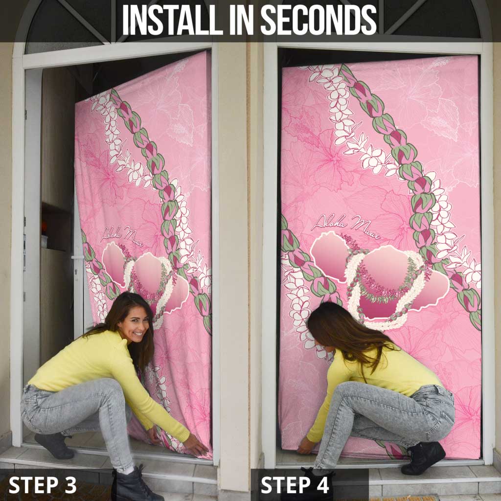 Hawaii Maui Island Flowers Lei Door Cover Lokelani Rose Pink